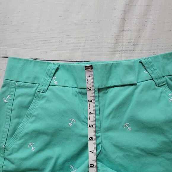 J. Crew Size 2 Anchor Print Teal Broken In Chino Shorts 5" Inseam Summer Cruise - Picture 5 of 8